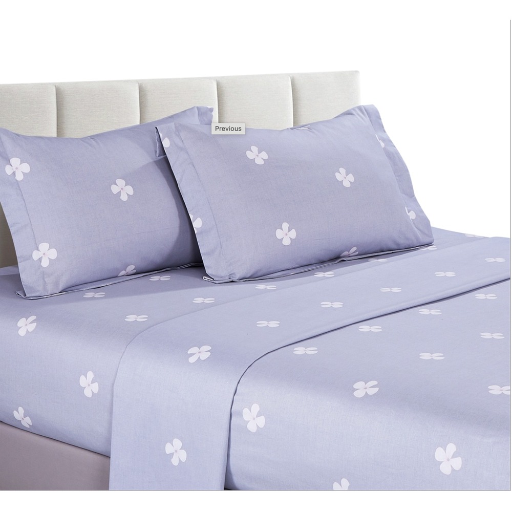Lillian Gray Floral 100% Cotton 4 Piece Sheet Set‎ King Modern Boho
